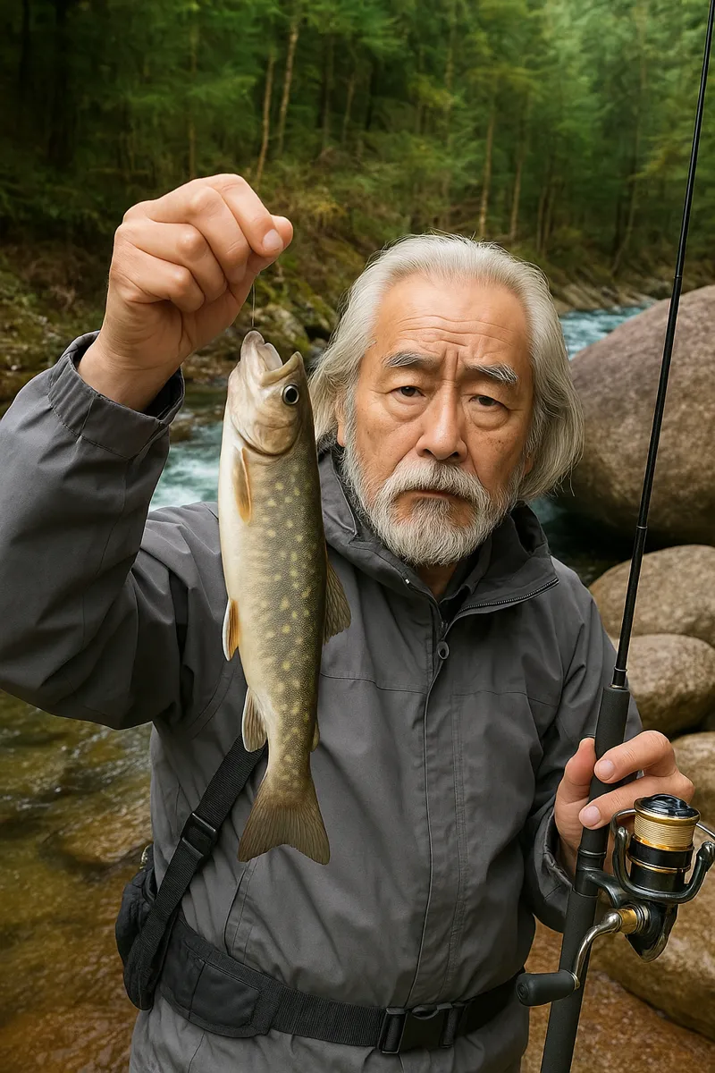 美濃フィッシングエリアでイワナの釣果を得た米田.webp