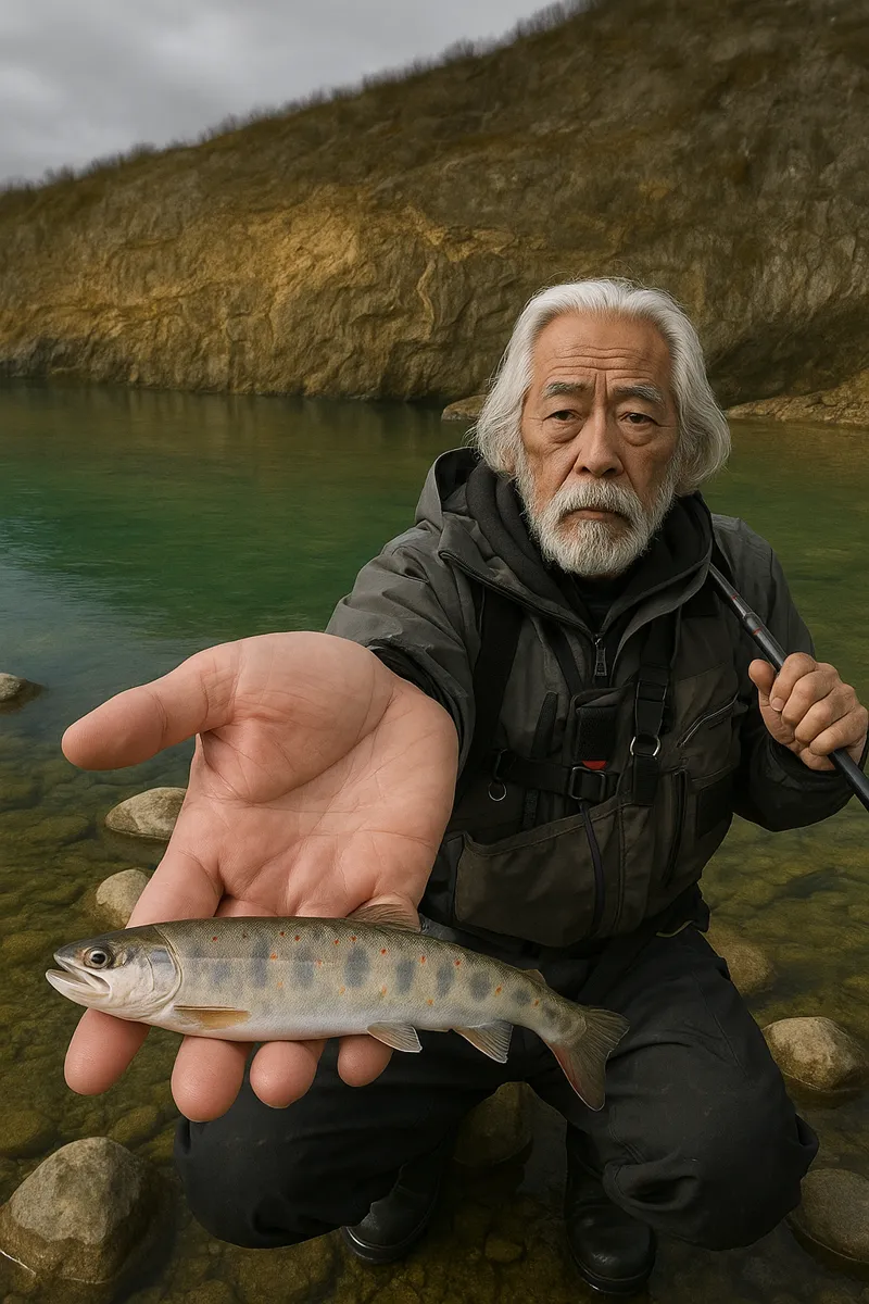 興津川でアマゴの釣果を得た米田.webp