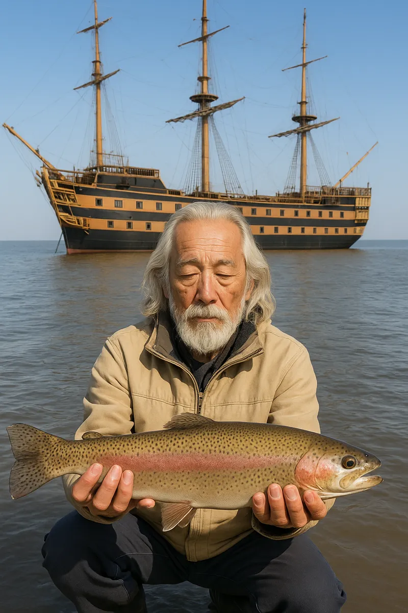 芦ノ湖でニジマスの釣果を得た米田.webp