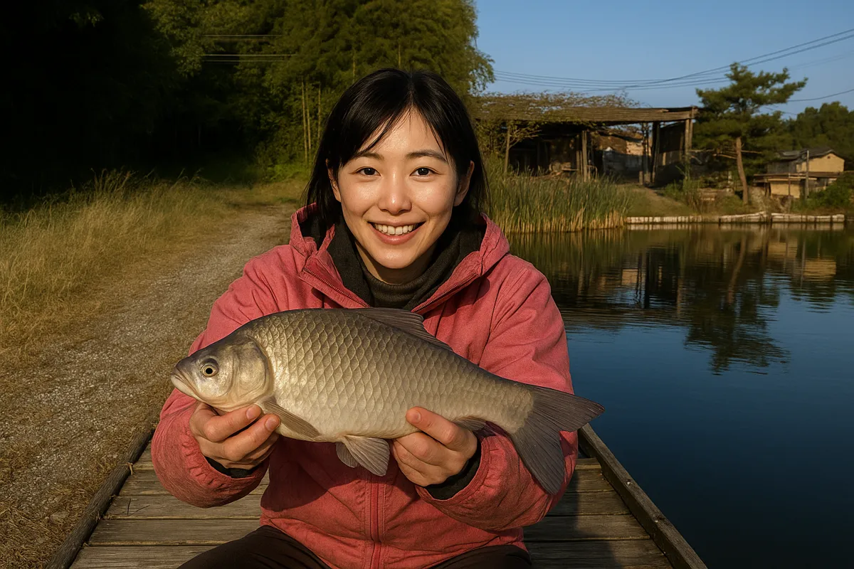 芦田湖水光園でヘラブナの釣果を得た黒川.webp