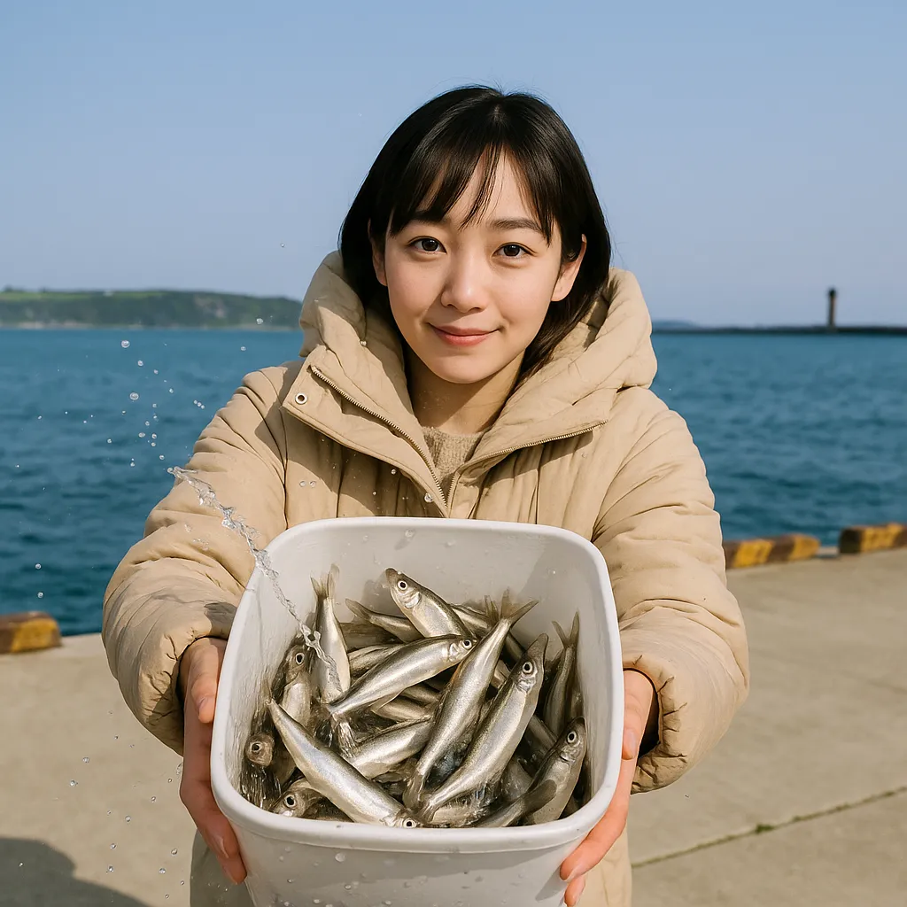 花咲港でチカの釣果を得た国生.webp
