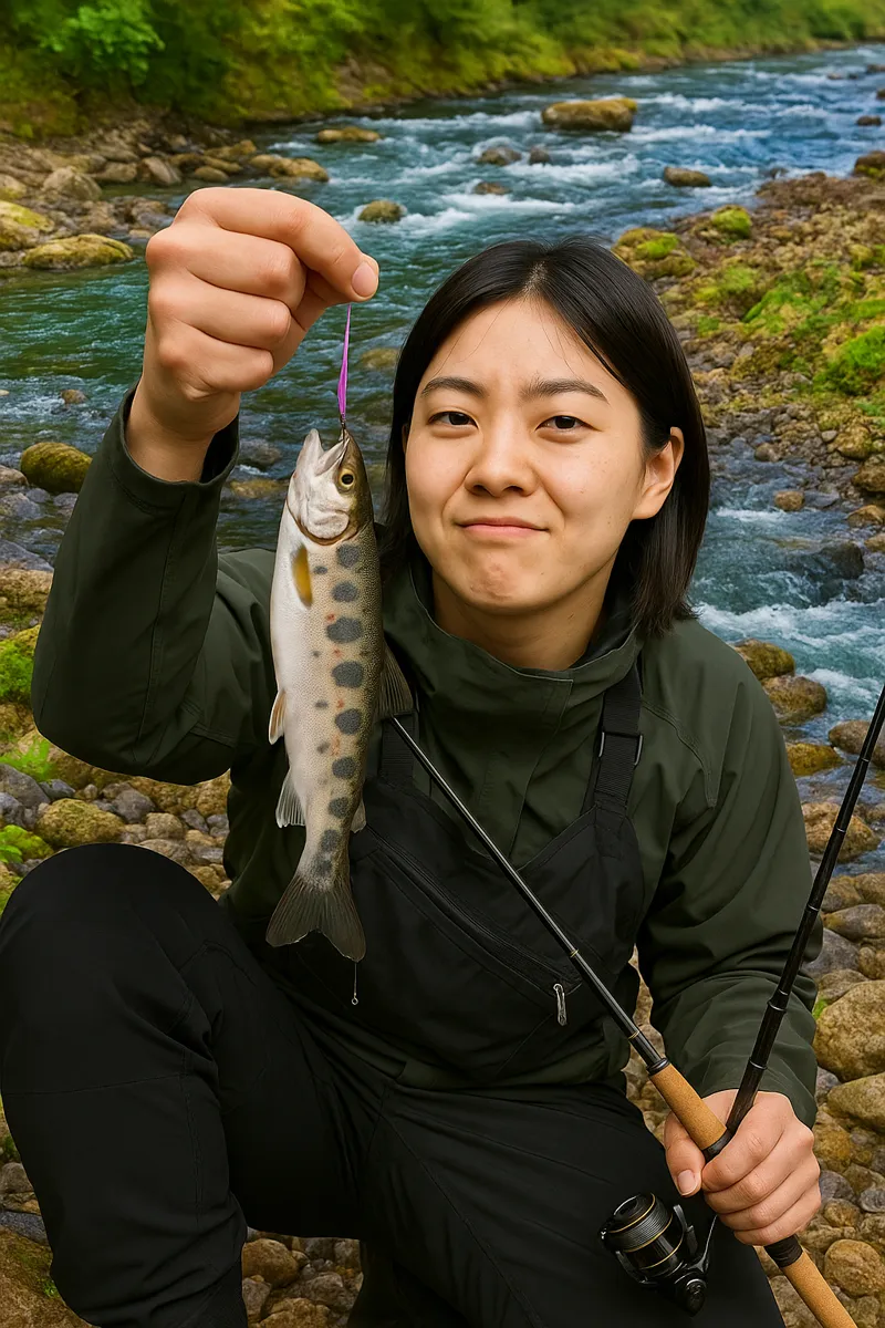 藁科川でアマゴの釣果を得た森永.webp
