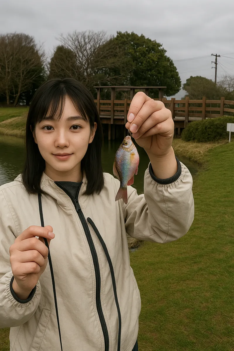 西城沼公園でタイリクバラタナゴの釣果を得た国生.webp