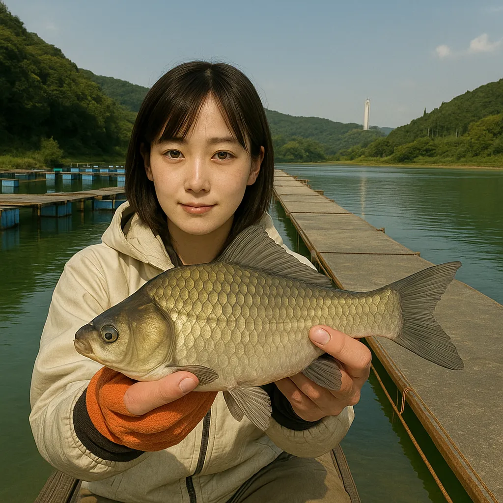 西大谷池でヘラブナの釣果を得た国生.webp