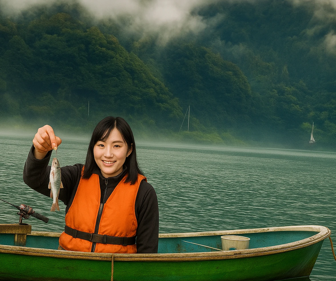 西湖でヒメマスの釣果を得た黒川.webp