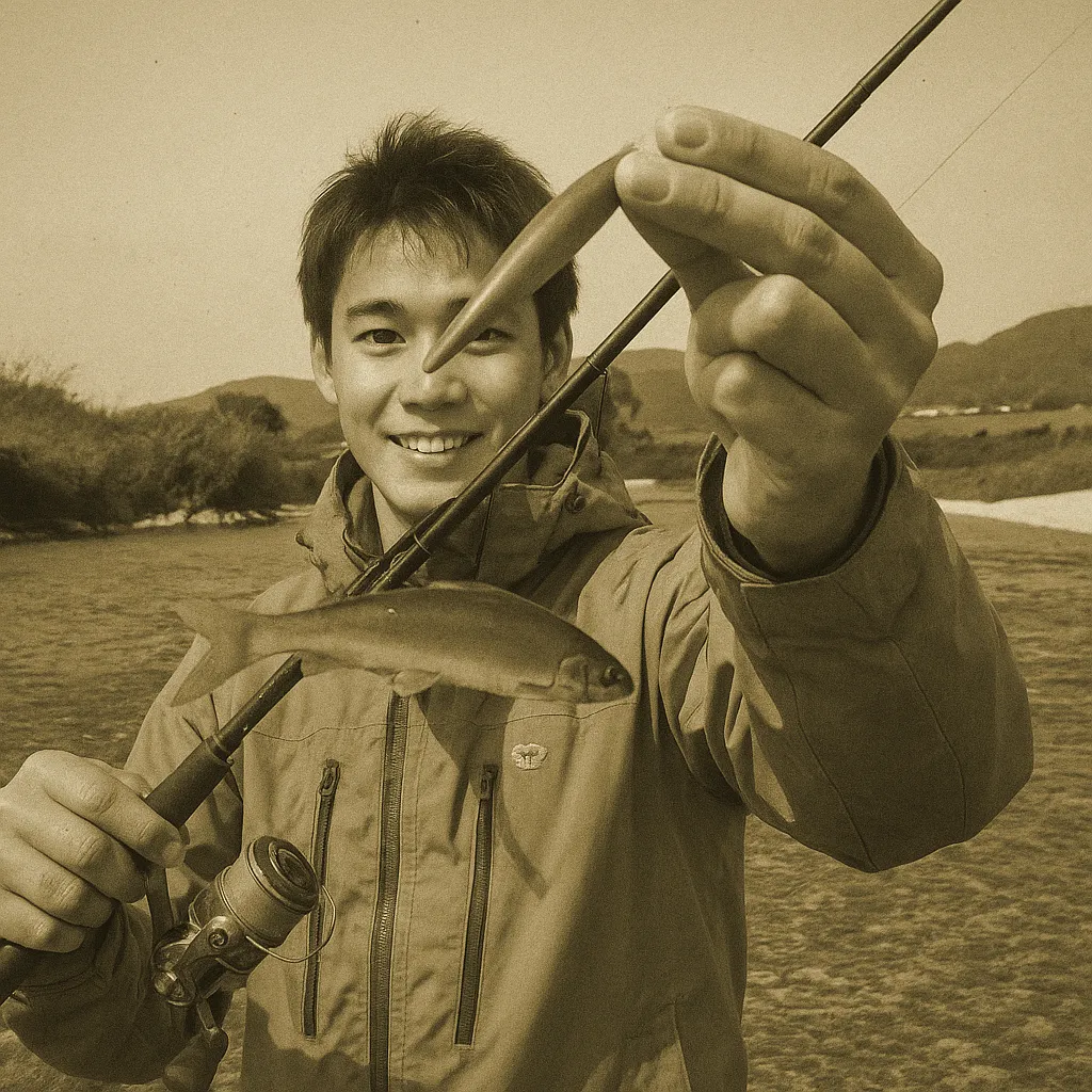 豊川でアユの釣果を得た新崎.webp