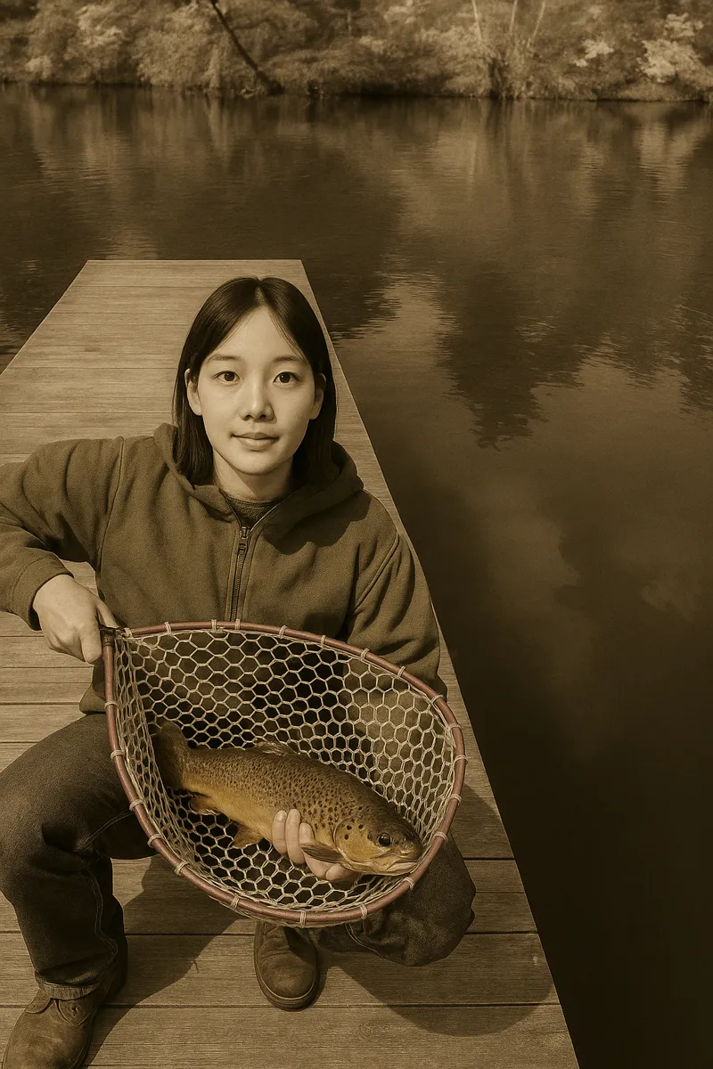通天湖でブラウントラウトの釣果を得た森永.webp