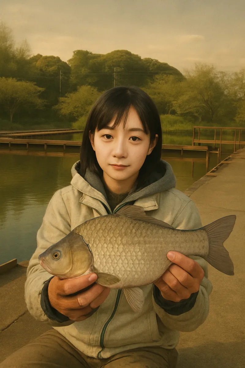 道満河岸つり場でヘラブナの釣果を得た国生.webp