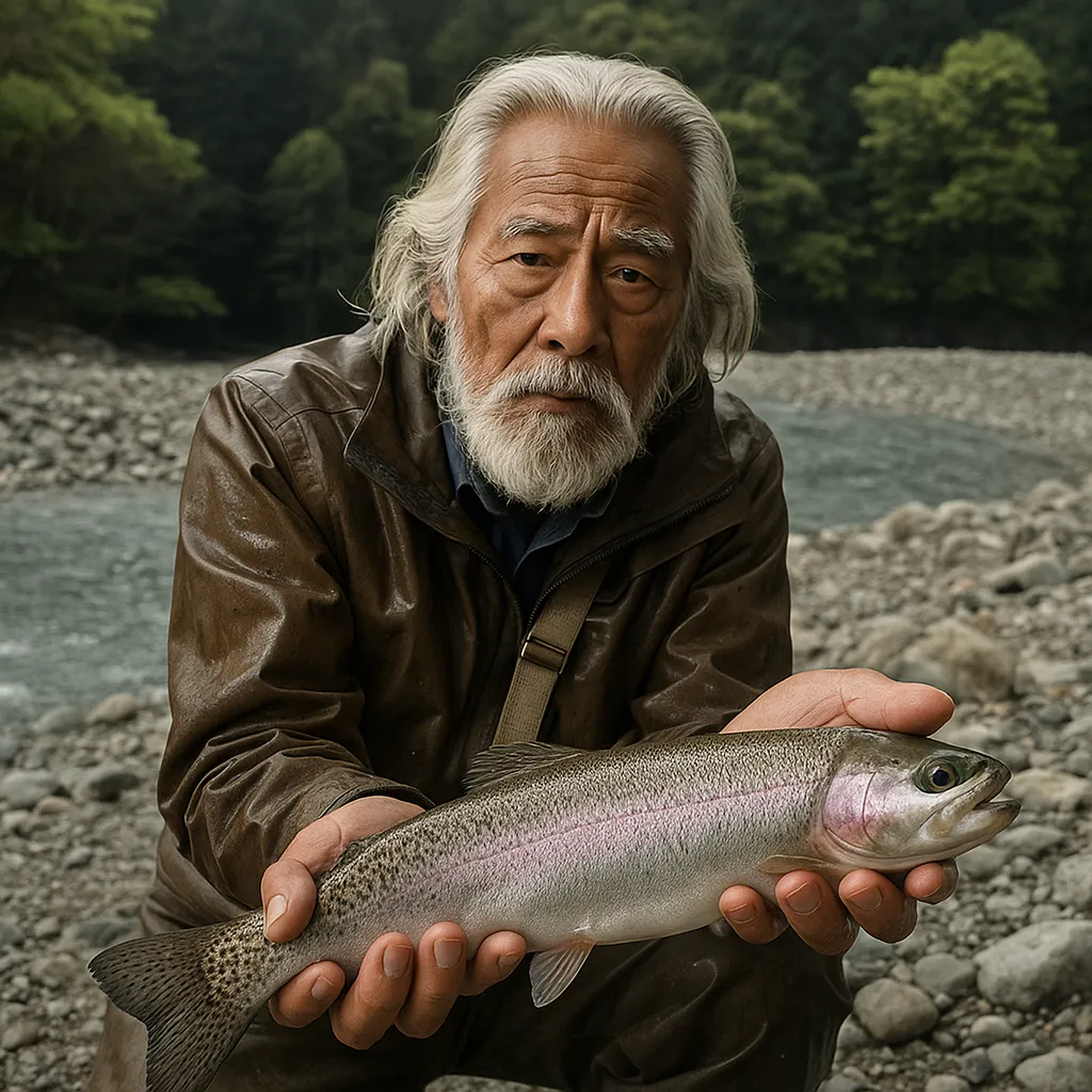 遠山川でニジマスの釣果を得た米田.webp