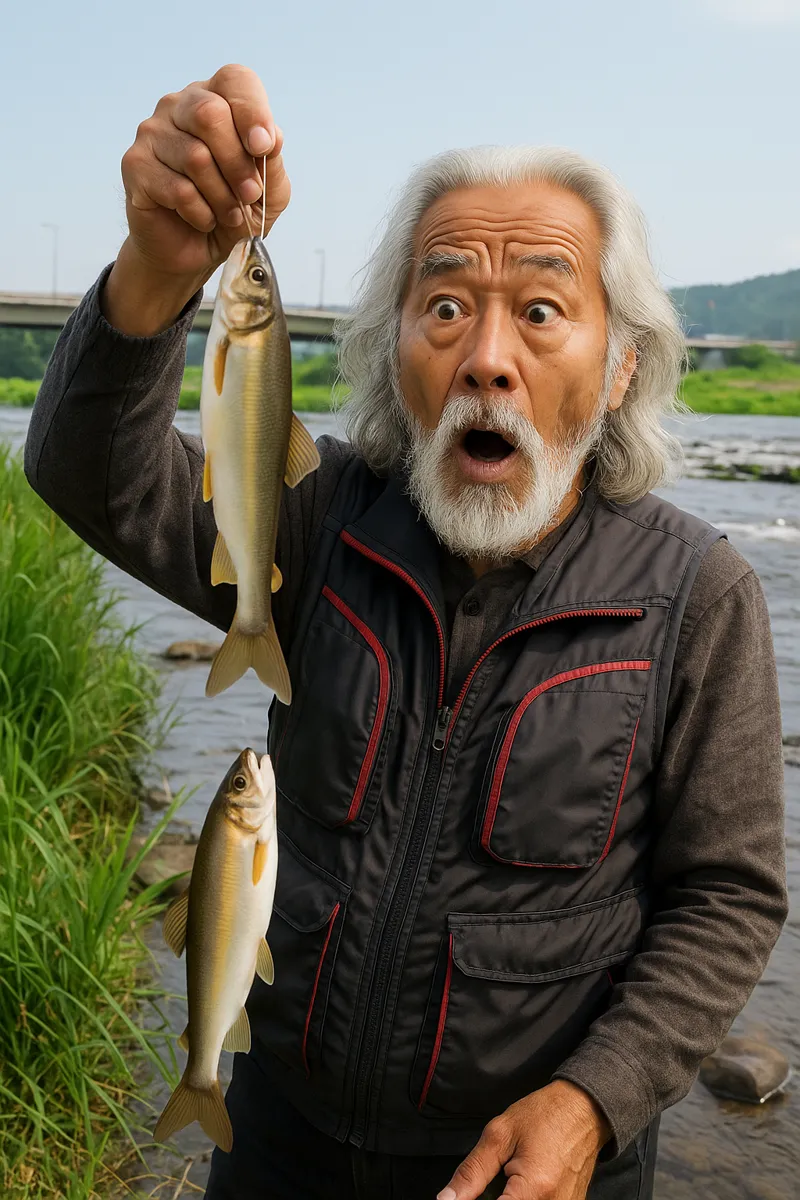 那珂川でアユの釣果を得た米田.webp