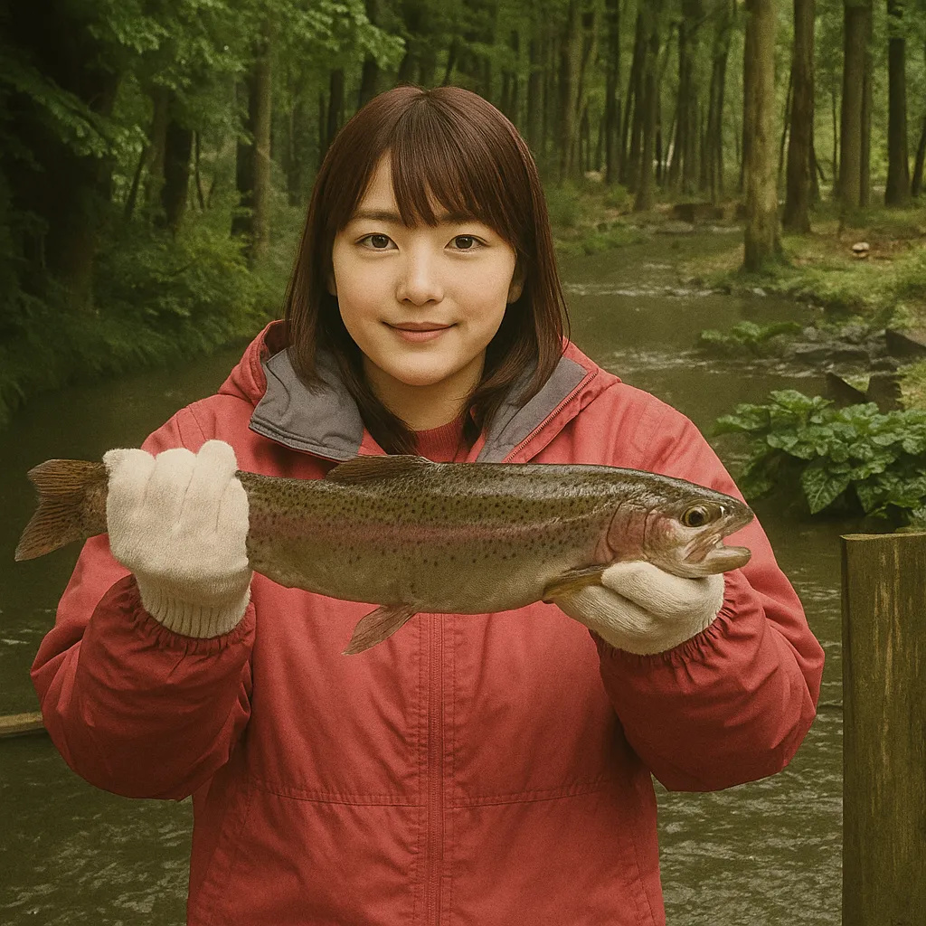 那須フィッシュランドでニジマスの釣果を得た山際.webp