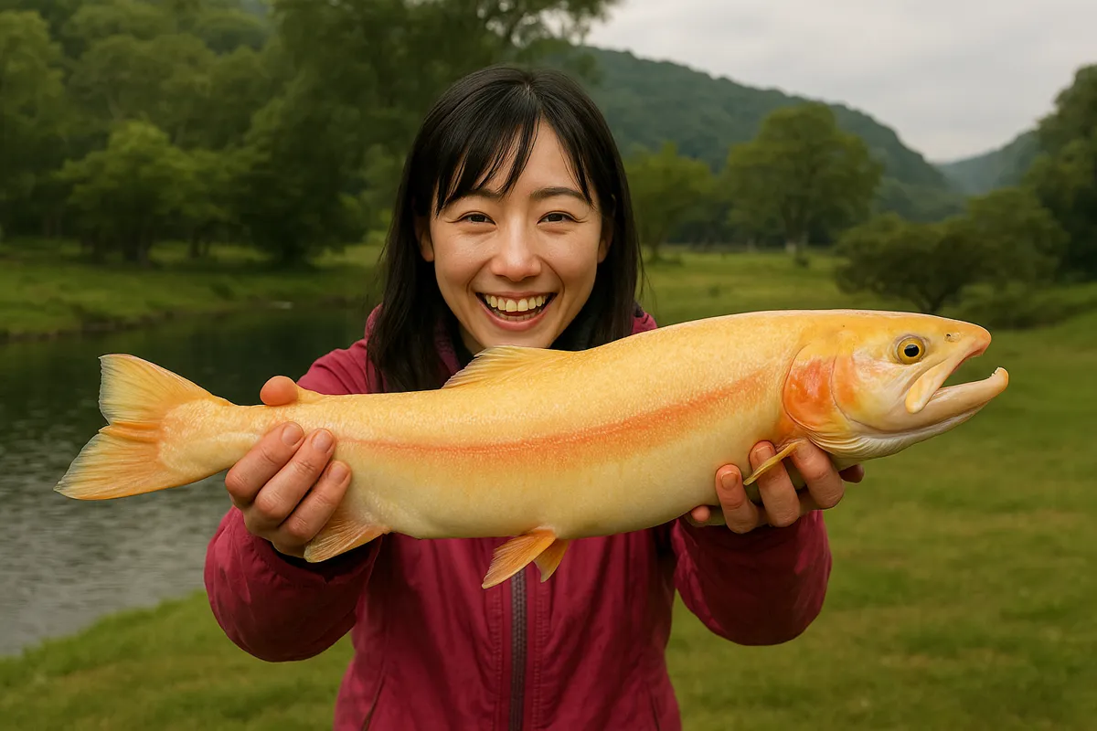 那須白河フォレストスプリングスでアルビノニジマスの釣果を得た黒川.webp