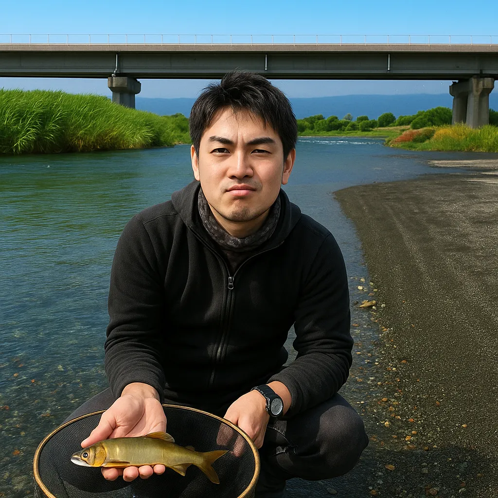酒匂川でアユの釣果を得た新崎.webp