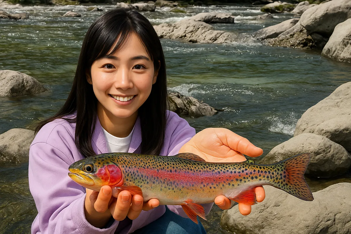 酒匂川でニジマスの釣果を得た黒川.webp