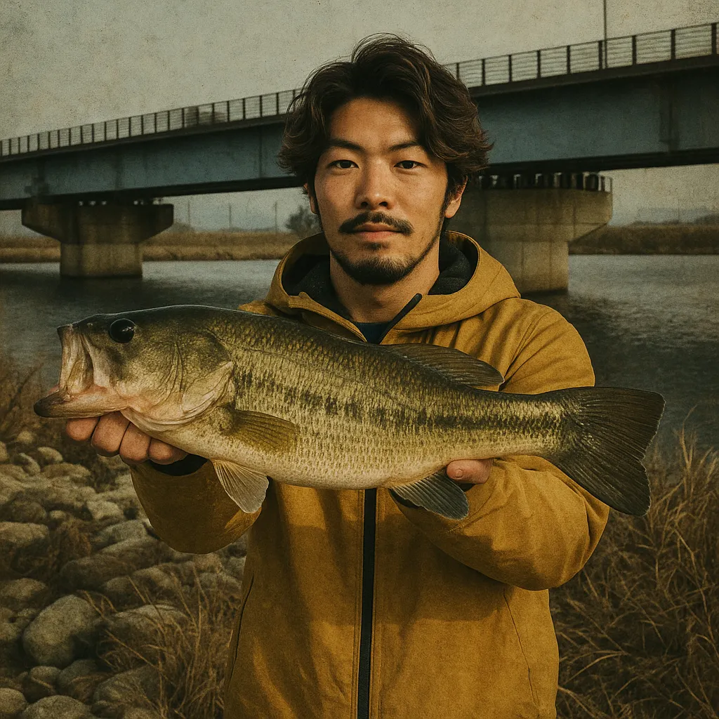 野洲川でブラックバスの釣果を得た澤田.webp