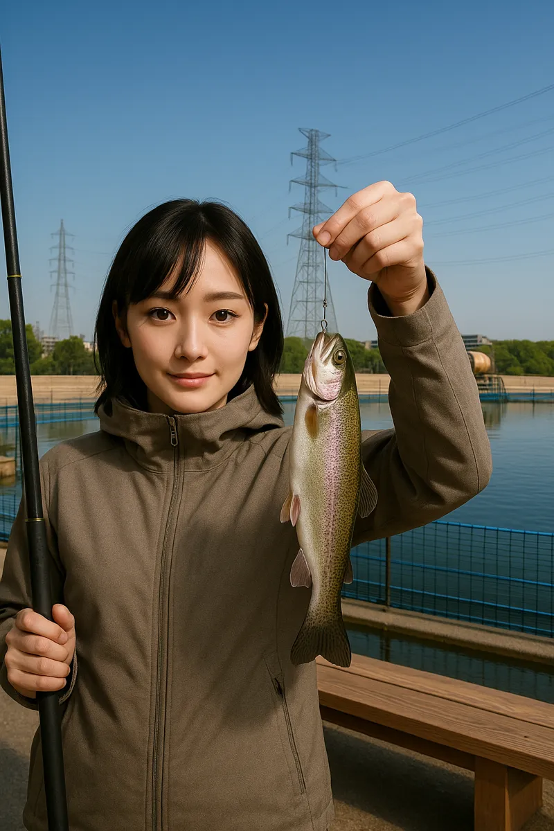 金岡フィッシングパークでニジマスの釣果を得た国生.webp