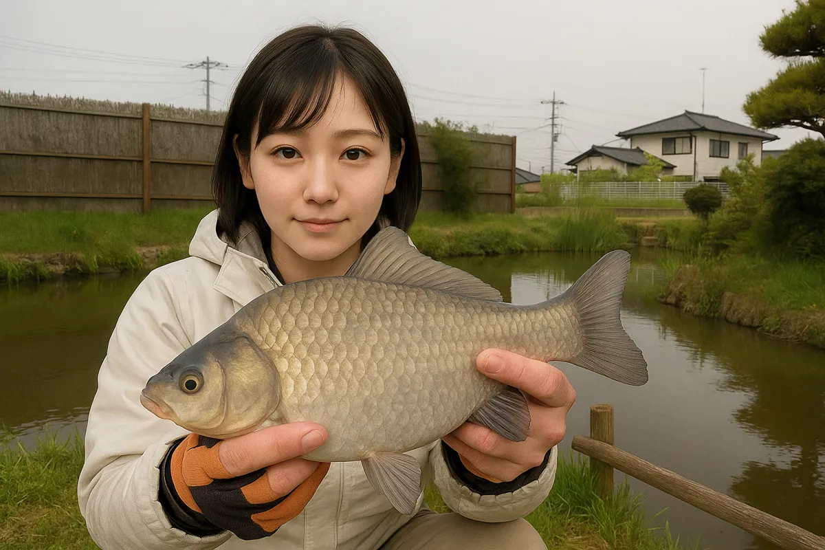 釣りセンター太公苑でヘラブナの釣果を得た国生.webp