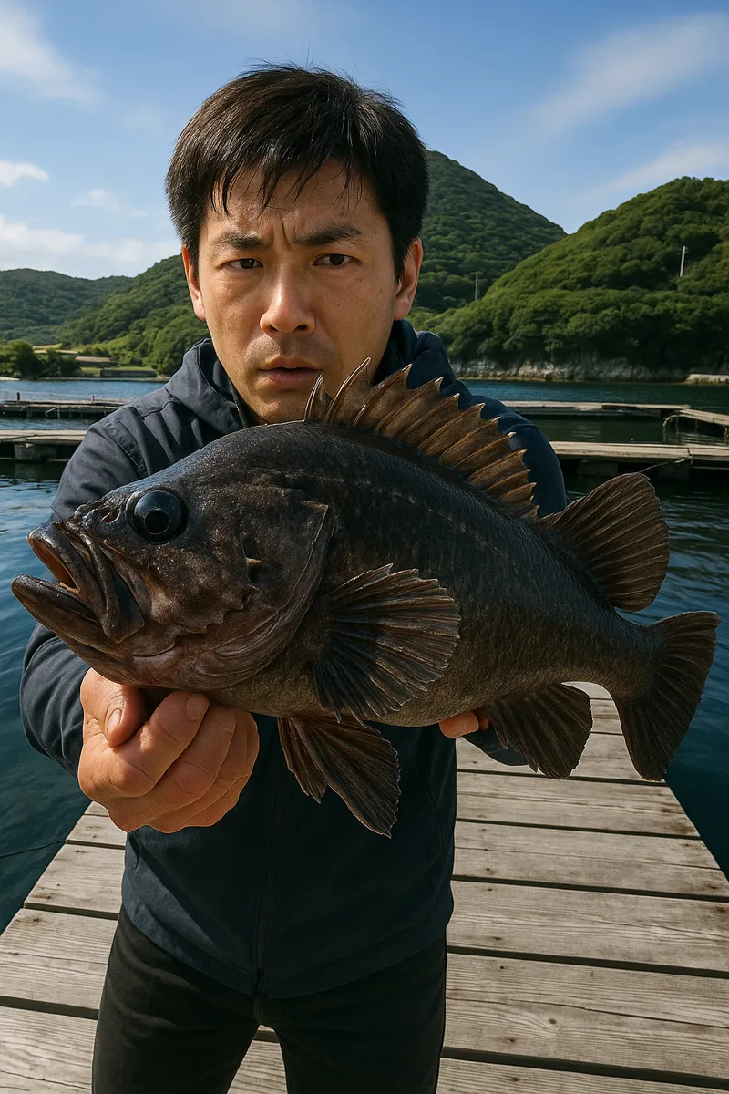 釣堀水宝でソイの釣果を得た男性.webp