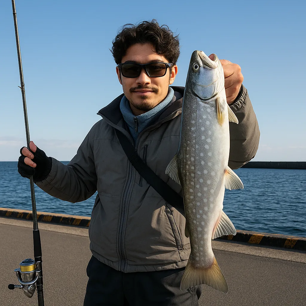 釧路港でアメマスの釣果を得た安城.webp