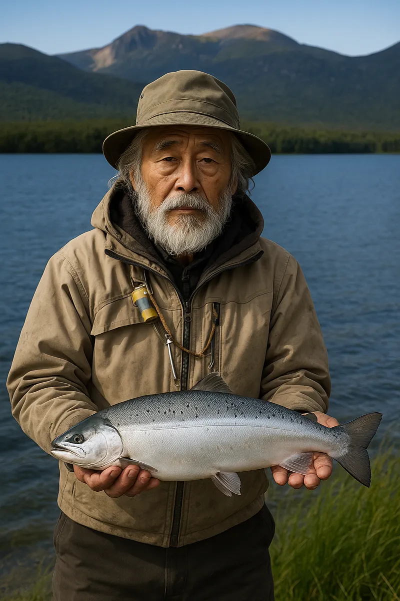 阿寒湖でサクラマスの釣果を得た米田.webp