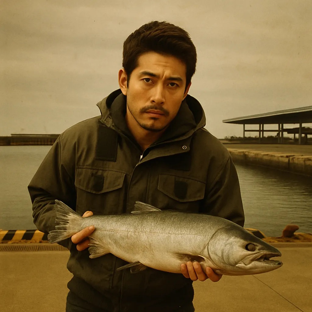 雄武漁港でサケの釣果を得た広岡.webp