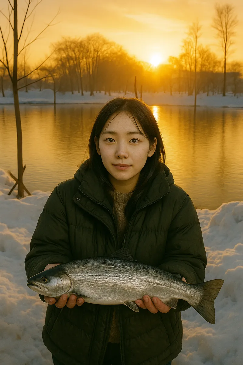 高島の泉でサクラマスの釣果を得た森永.webp