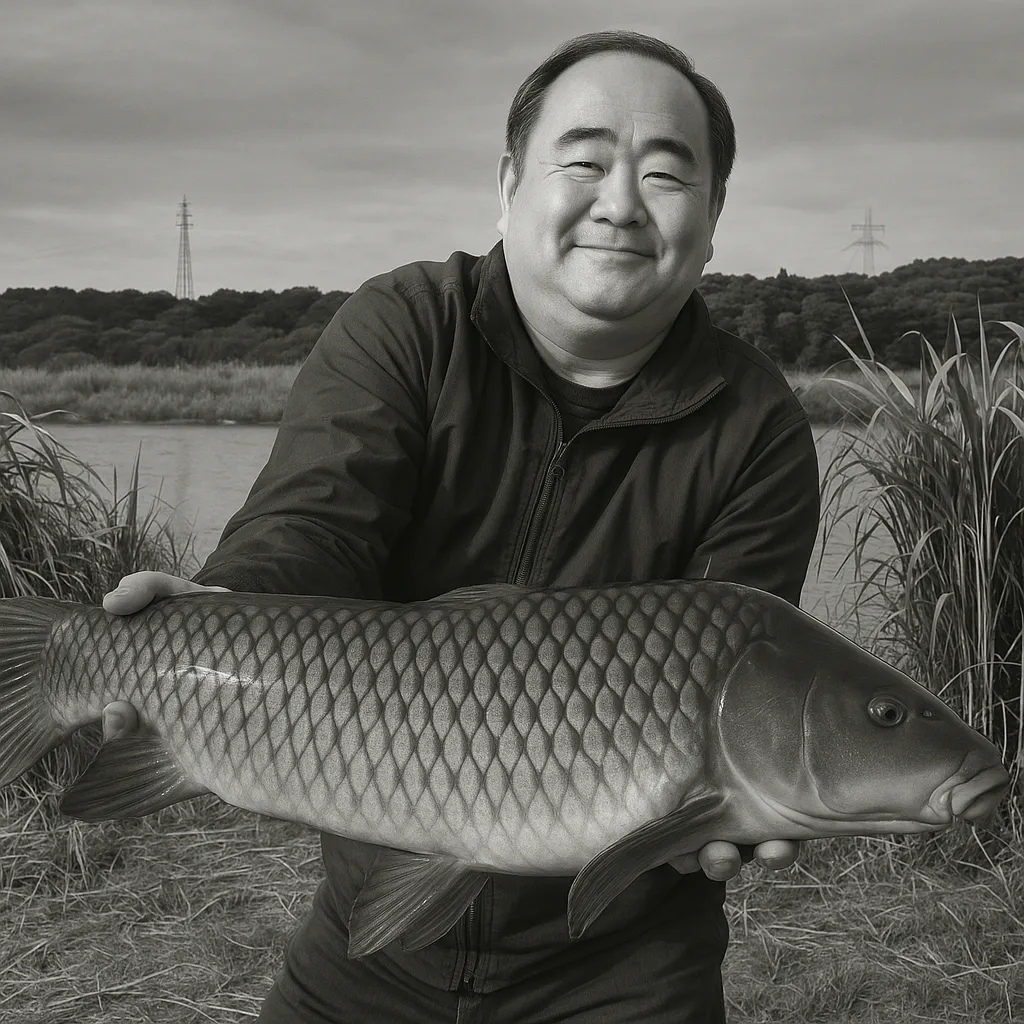 鬼怒川でコイの釣果を得た持田.webp