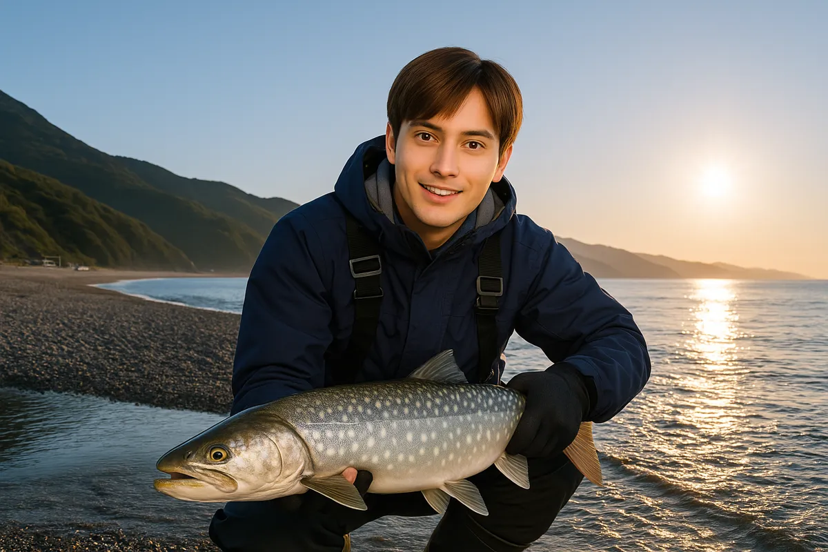 鮎川海岸でアメマスの釣果を得た久良木.webp