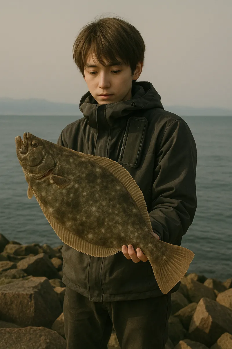 鮪ノ岬でヒラメの釣果を得た久良木.webp