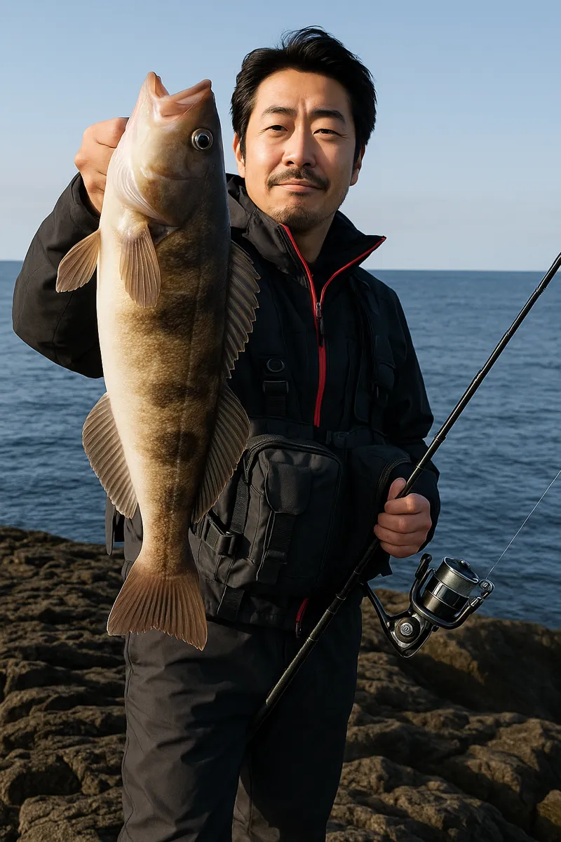 鮪ノ岬でホッケの釣果を得た佐々木.webp