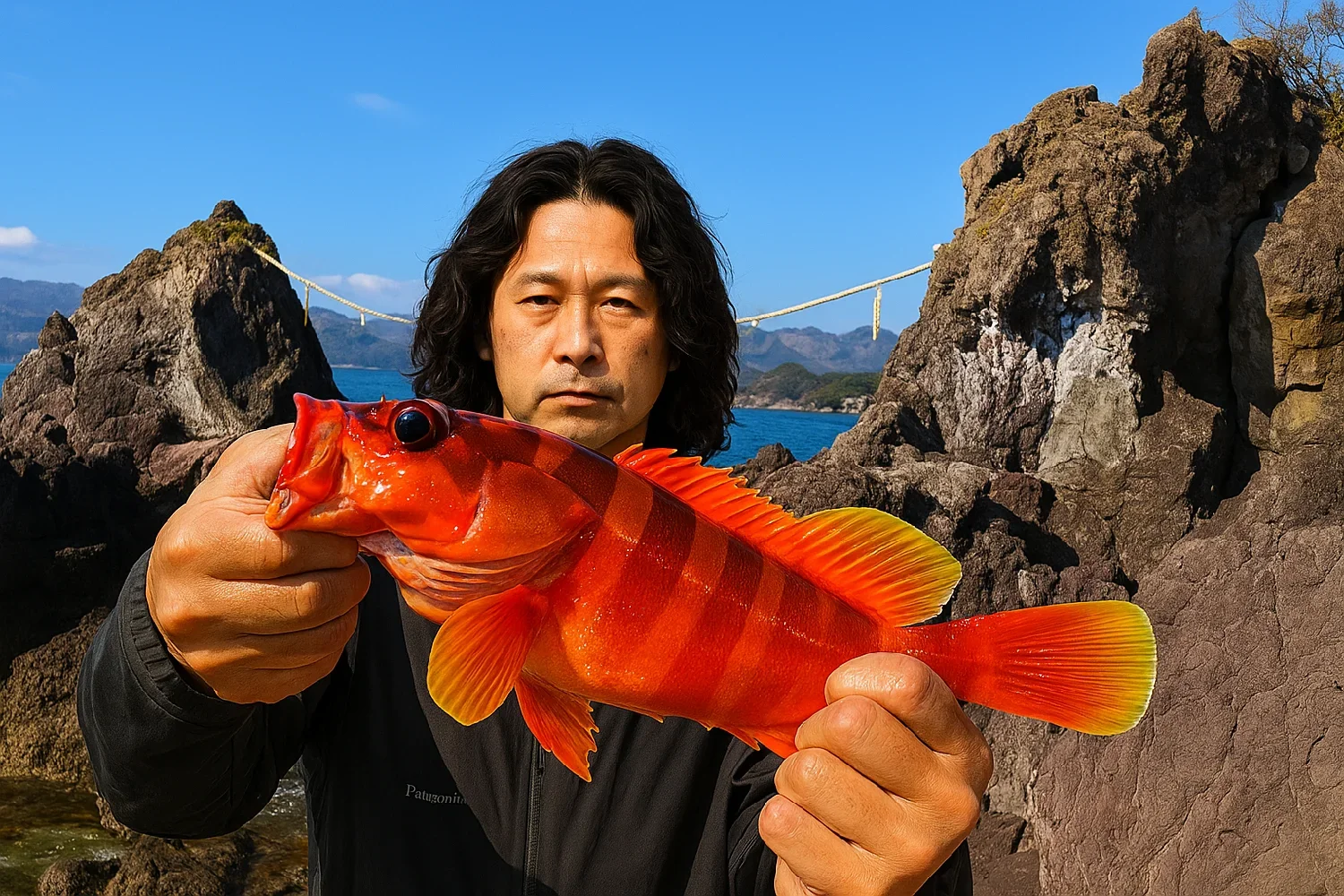 三ツ石でアカハタを釣った岸本