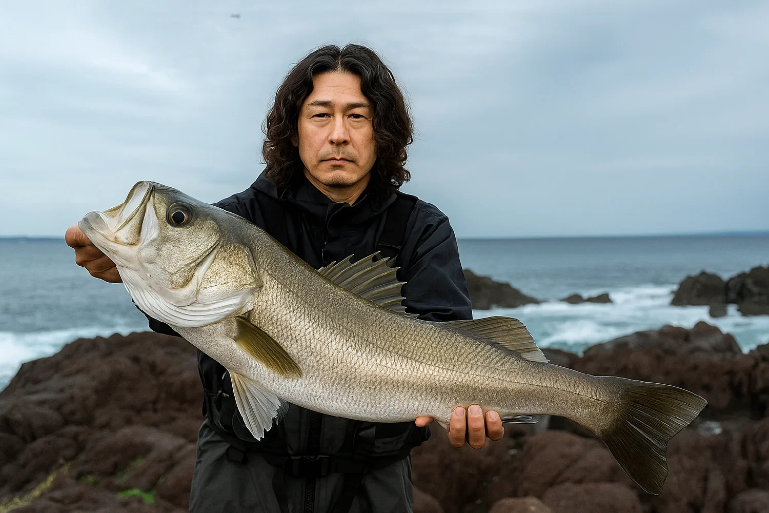 真鶴対石付近でシーバスを釣った岸本