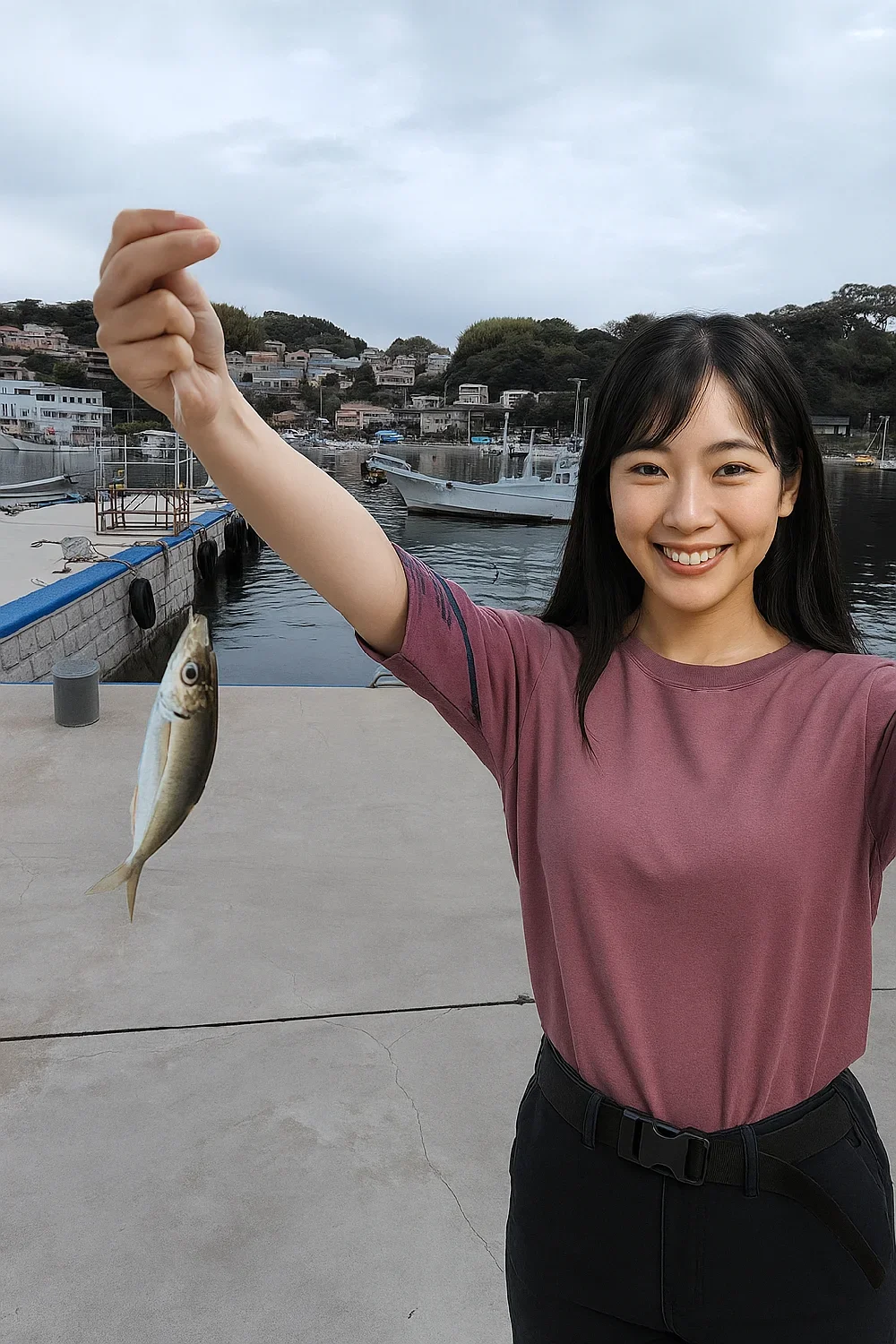 真鶴港でアジを釣った黒川