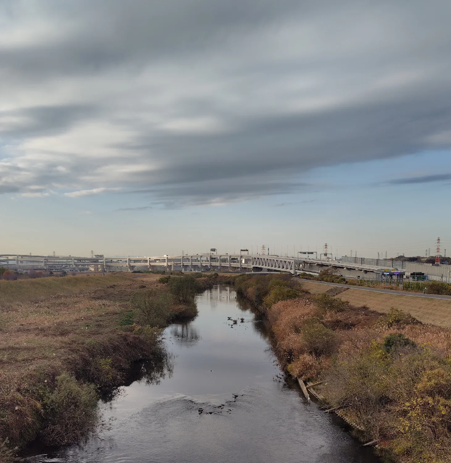 新横浜公園周辺の鶴見川