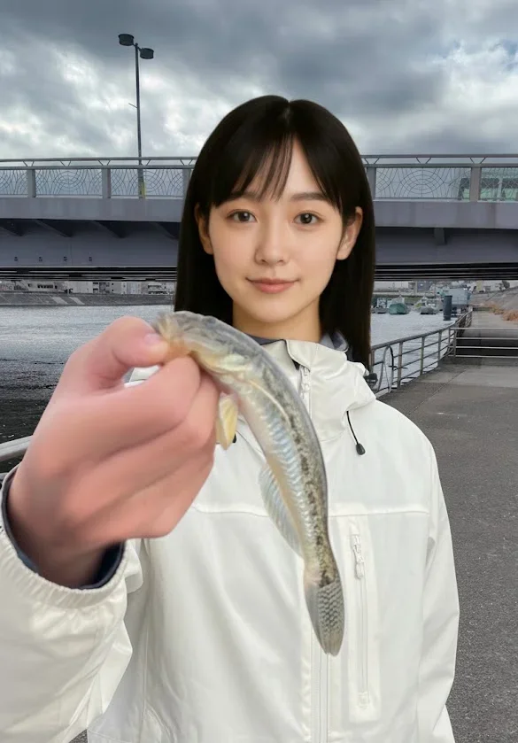 鶴見川でハゼを釣った国生