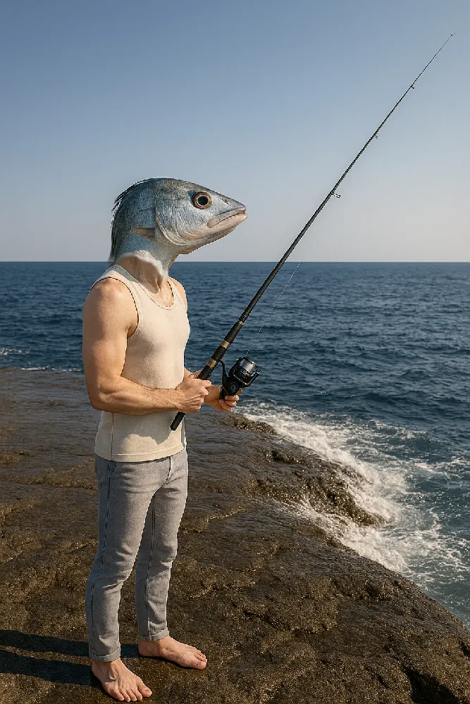 江ノ島裏磯大平で釣りをする人