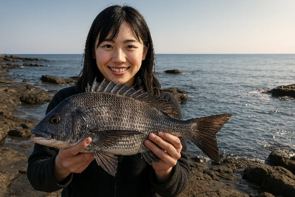 江ノ島裏磯で釣れたクロダイ