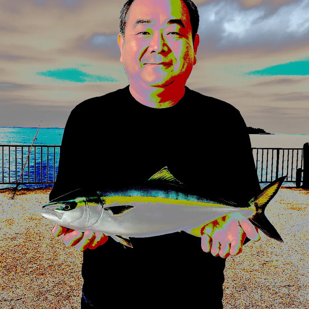 うみかぜ公園で青物を釣った男性