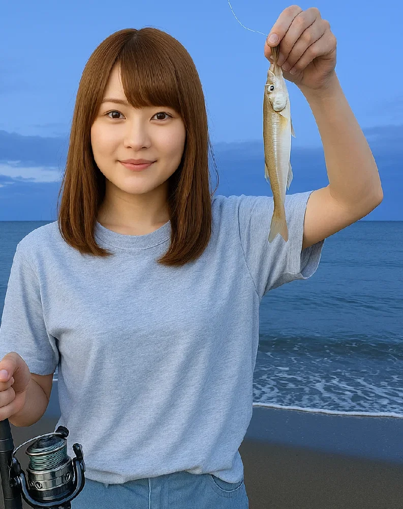保田海岸でキスを釣る山際