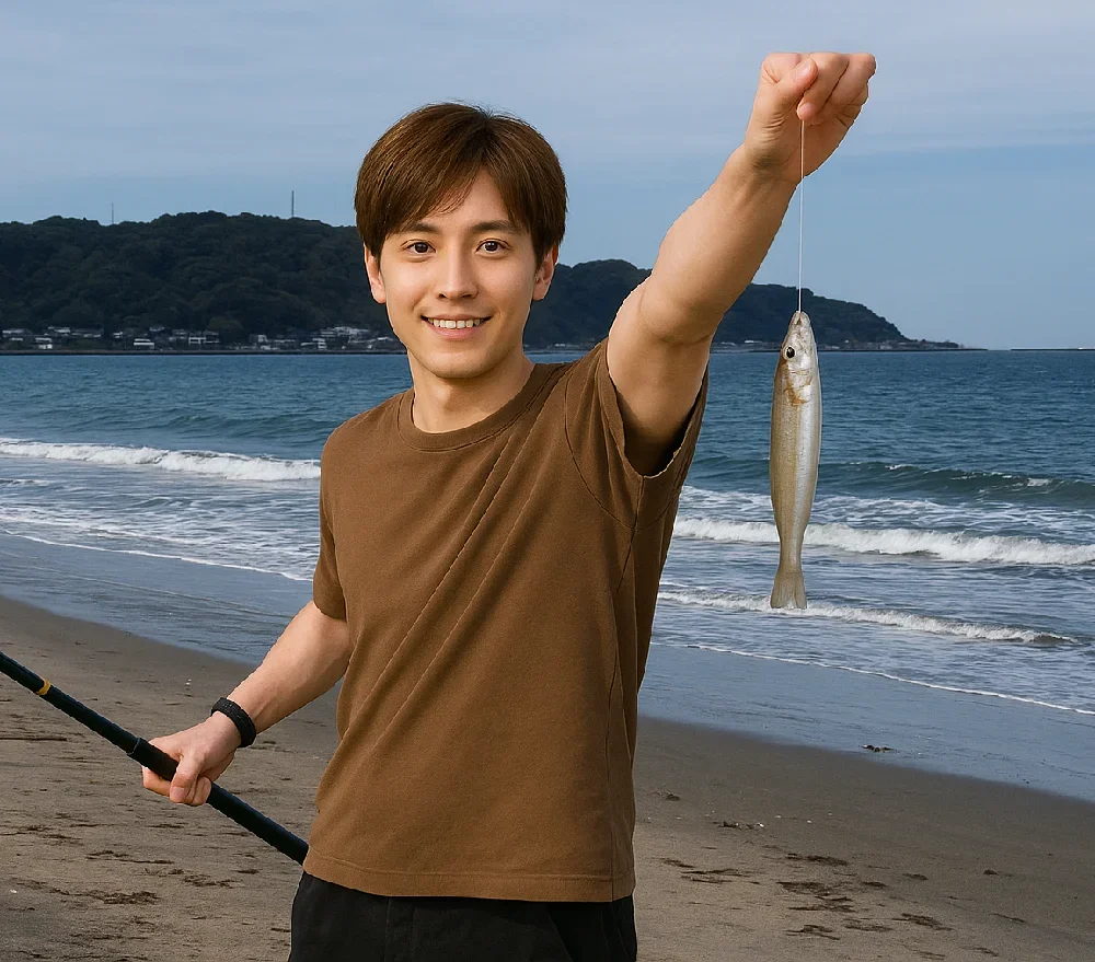 平砂浦でキスを釣る久良木