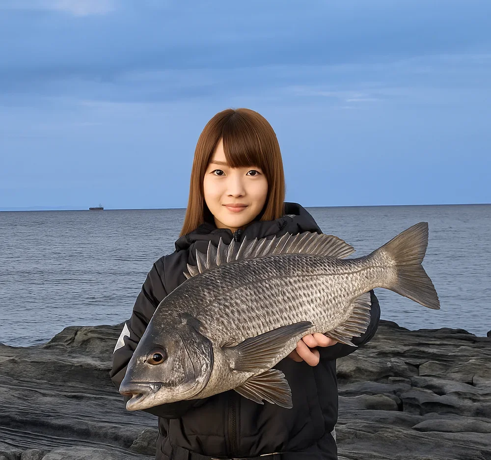 逢島でクロダイを釣る山際