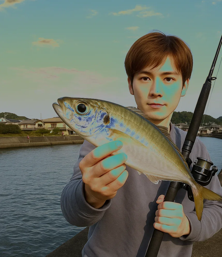 相浜港でアジを釣る久良木