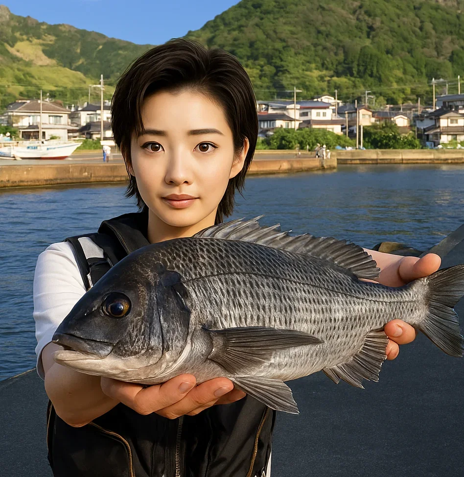 布良港でクロダイを釣る佐伯