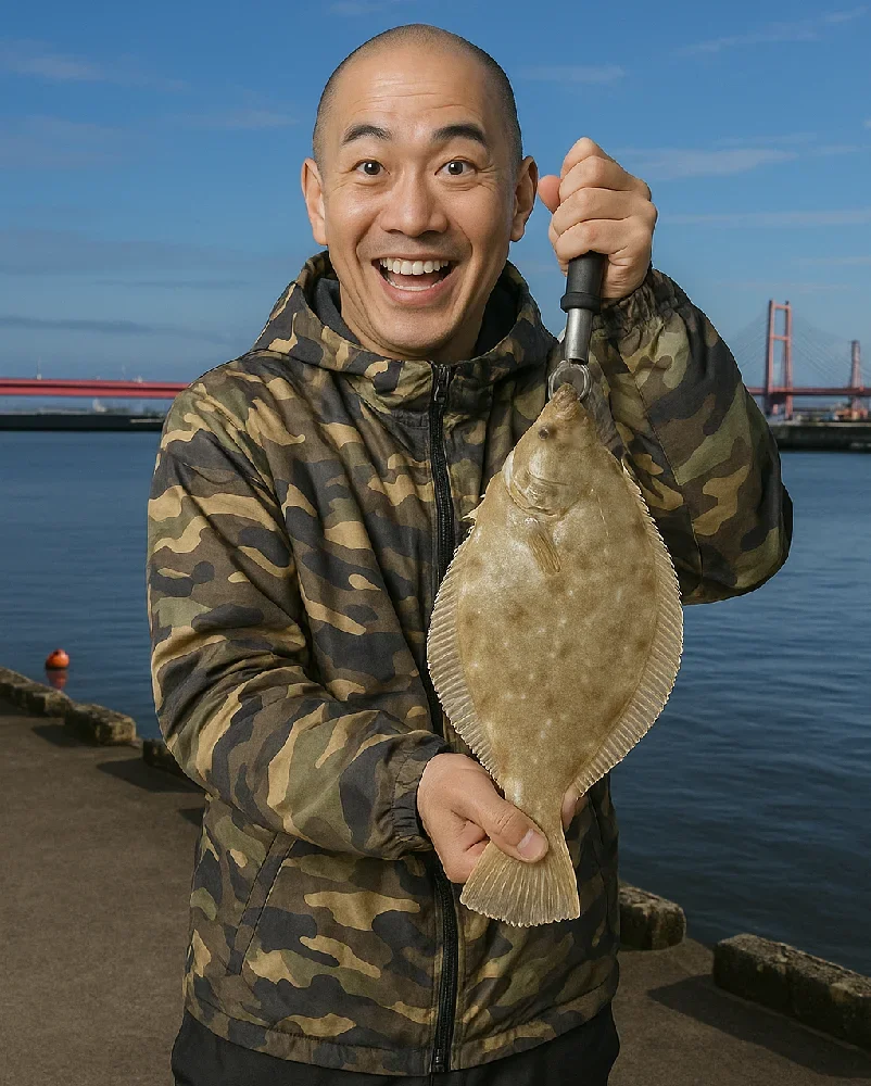 波崎旧港でカレイを釣るがんだま君