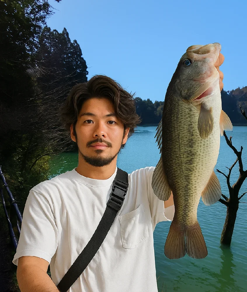 雄蛇ヶ池でバスを釣る澤田