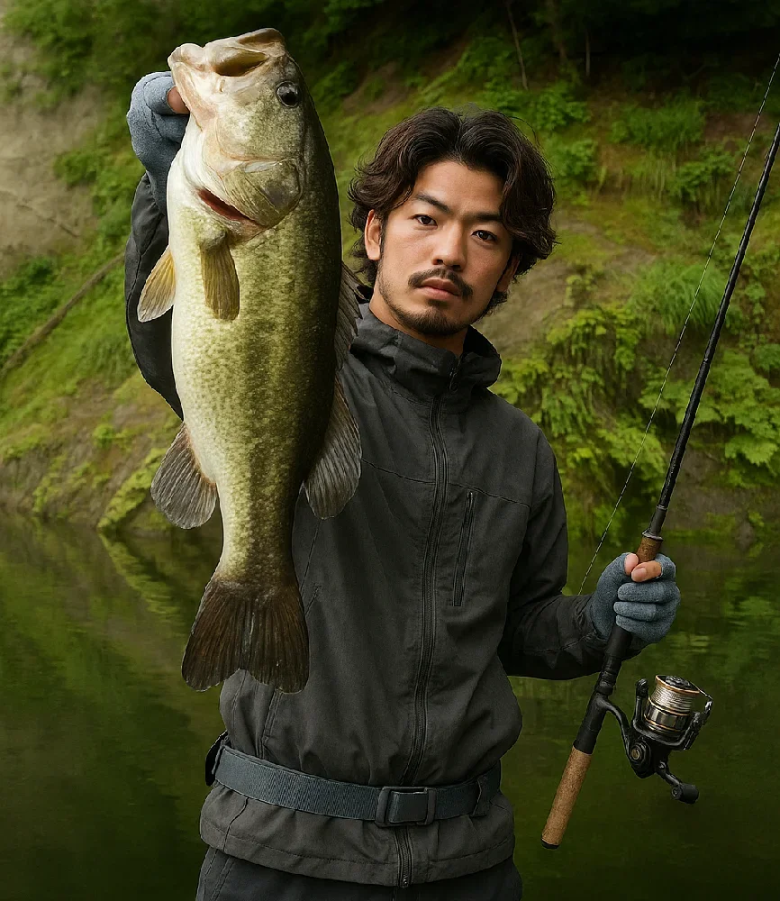 豊英湖でバスを釣る澤田