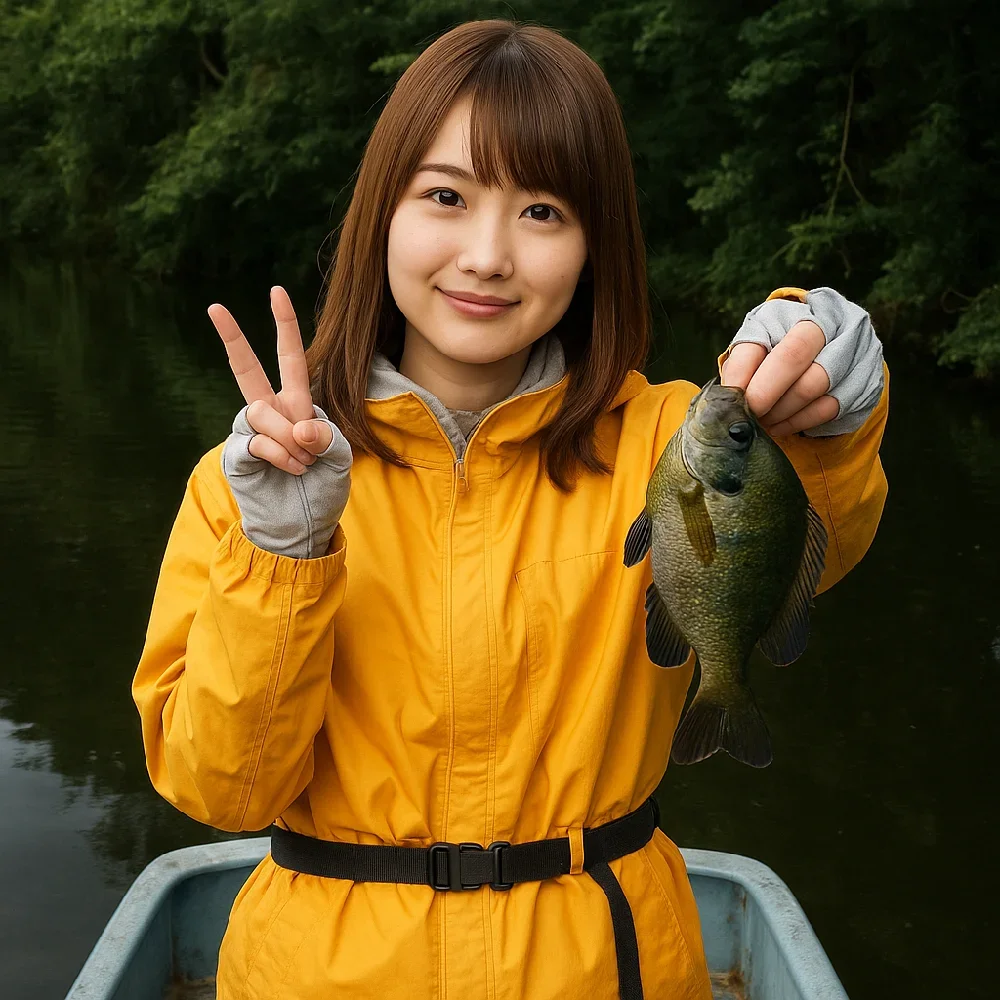 片倉ダムでブルーギルを釣る山際