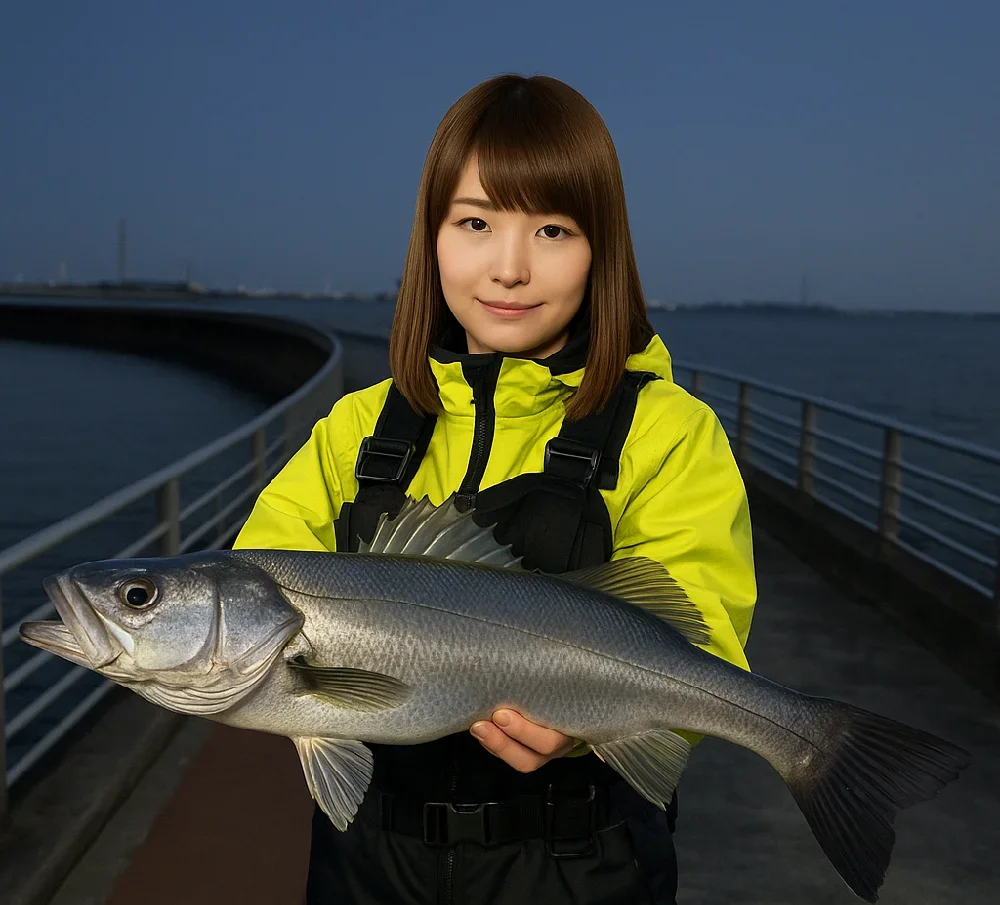 検見川浜突堤でシーバスを釣る山際