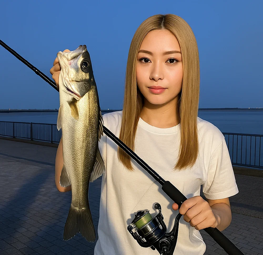 富津みなと公園でセイゴを釣る階下