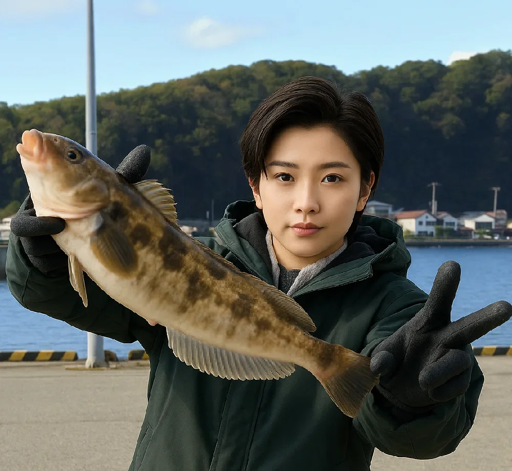 増毛港でホッケを釣る佐伯